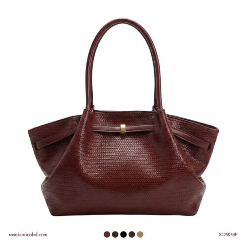 Tiancai Wings Retro Pleated Tote - Claret