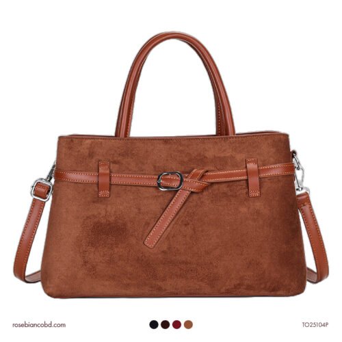 Frosted Retro Suede Tote - Brown